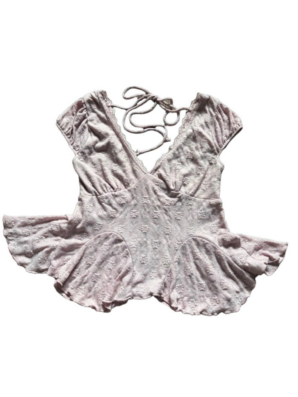 H+H by Heart & Hips Mauve Pink Eyelet Babydoll Top Size S Coquette Cottagecore